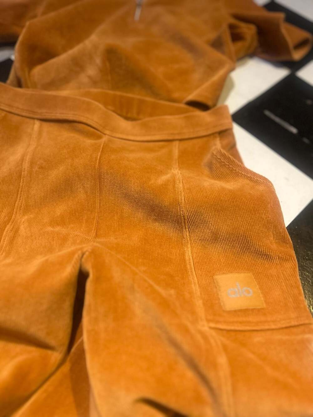 Alo Yoga Mustard Corduroy Tracksuit Set